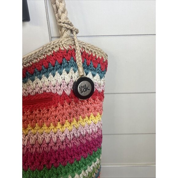 The Sak Multi Colored Rainbow Crochet Boho Sack shoulder Bag - Picture 2 of 12
